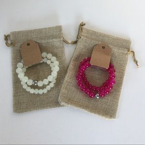 Bead Bracelets in Fuschia and White Color